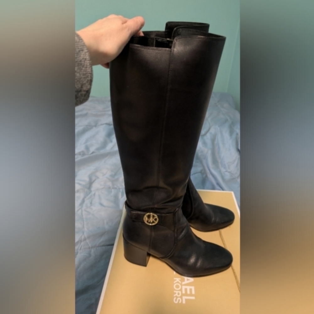 Michael Kors Carmen Below the Knee Boots with Gold Hardware